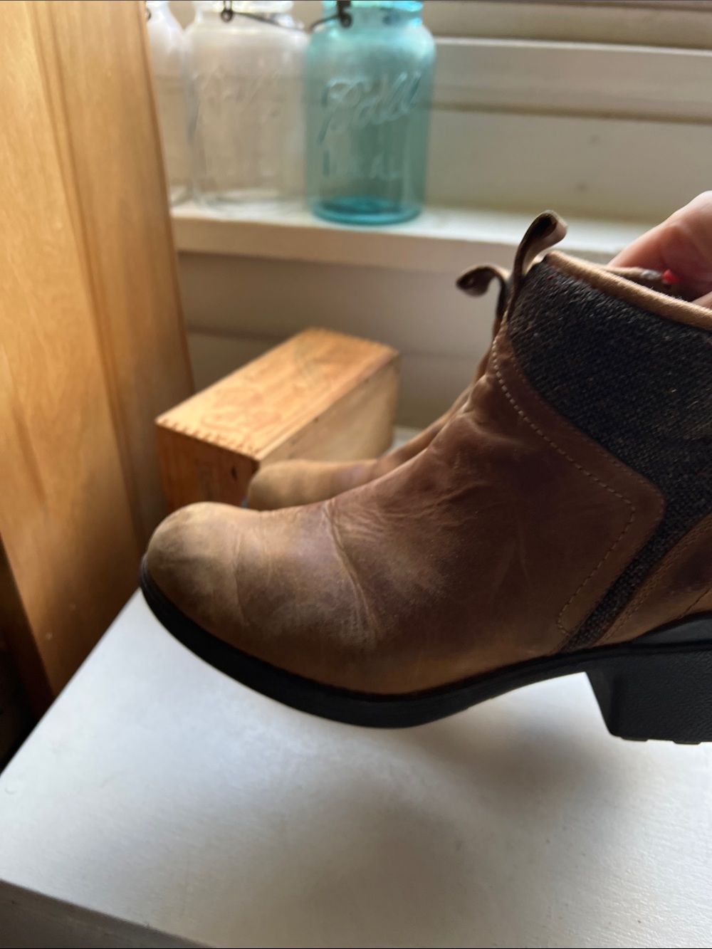 Merrell Brown Leather Dark Heather Ankle Booties Chateau 2 heels size 8.5 - Picture 10 of 17